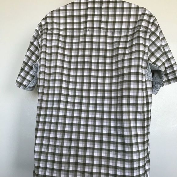 Rei Mens Sz M Green Plaid Mesh Armpits Shirt - Picture 6 of 8